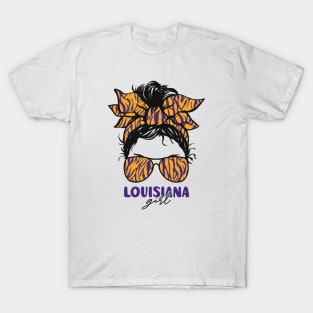 Proud Louisiana Girl Letting My Roots Show // Messy Hair Don't Care Louisiana Tiger Stripes T-Shirt